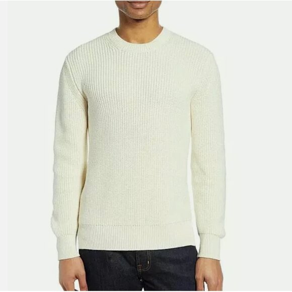 Goodlife Men's Slim-Fit Crewneck Pullover Sweater Cream Small - Picture 2 of 8
